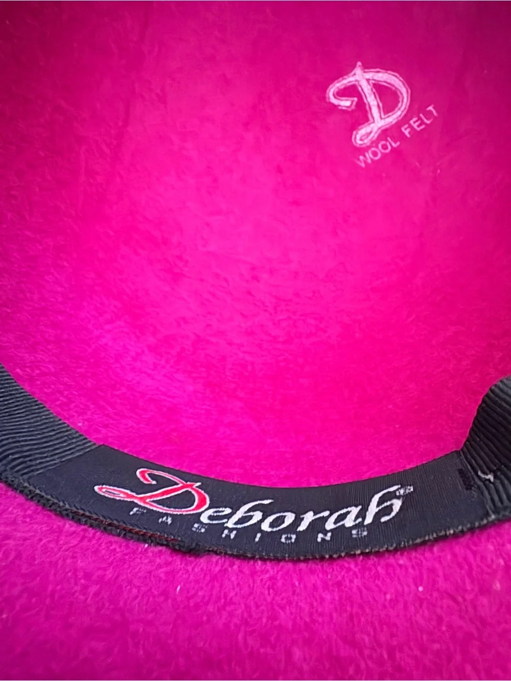 Vintage Deborah Fashions Fuchsia Feathered Felt Tilt Hat with Decorative Trim